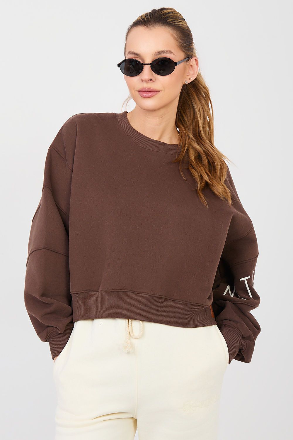 Women Loose Plain-Solid Crop Sweatshirt Modern Style-Women Sweatshirt-LeStyleParfait