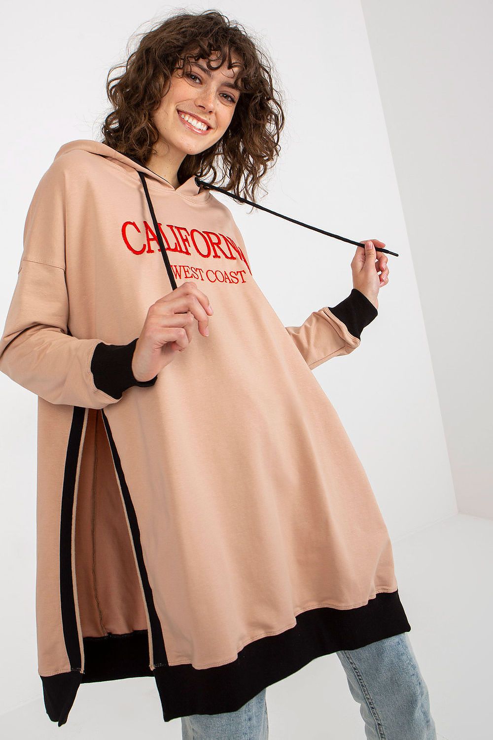 Women Loose Printed Longline Hoodie Trend Style-Women Hoodie-LeStyleParfait