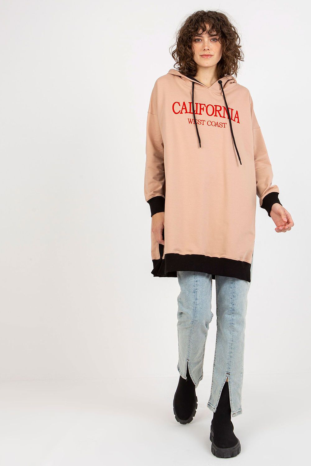 Women Loose Printed Longline Hoodie Trend Style-Women Hoodie-LeStyleParfait