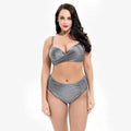 Women Navy Blue Push Up High Waisted Bikini Set