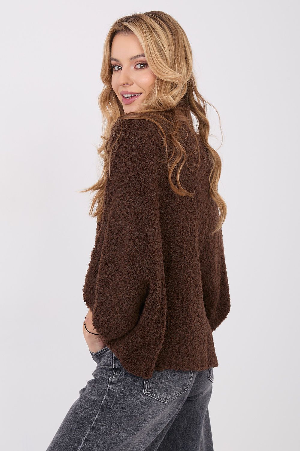 Women Oversized Boucle Sweater Cozy Knit-Women's Sweater-LeStyleParfait