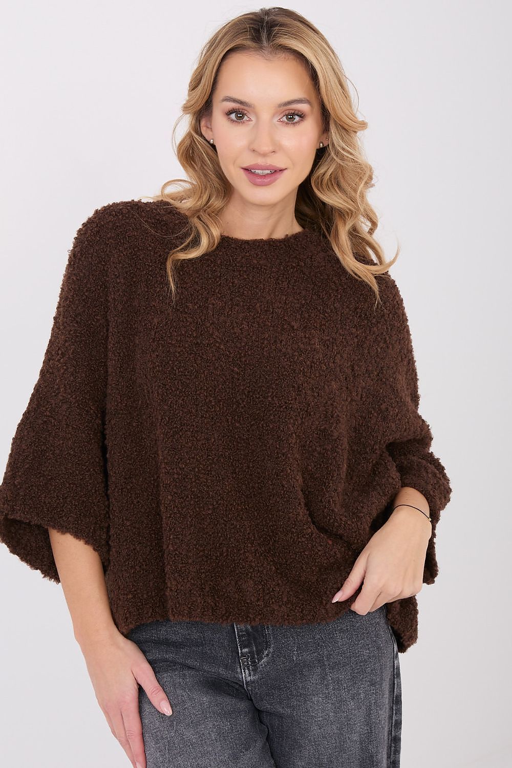 Women Oversized Boucle Sweater Cozy Knit-Women's Sweater-LeStyleParfait