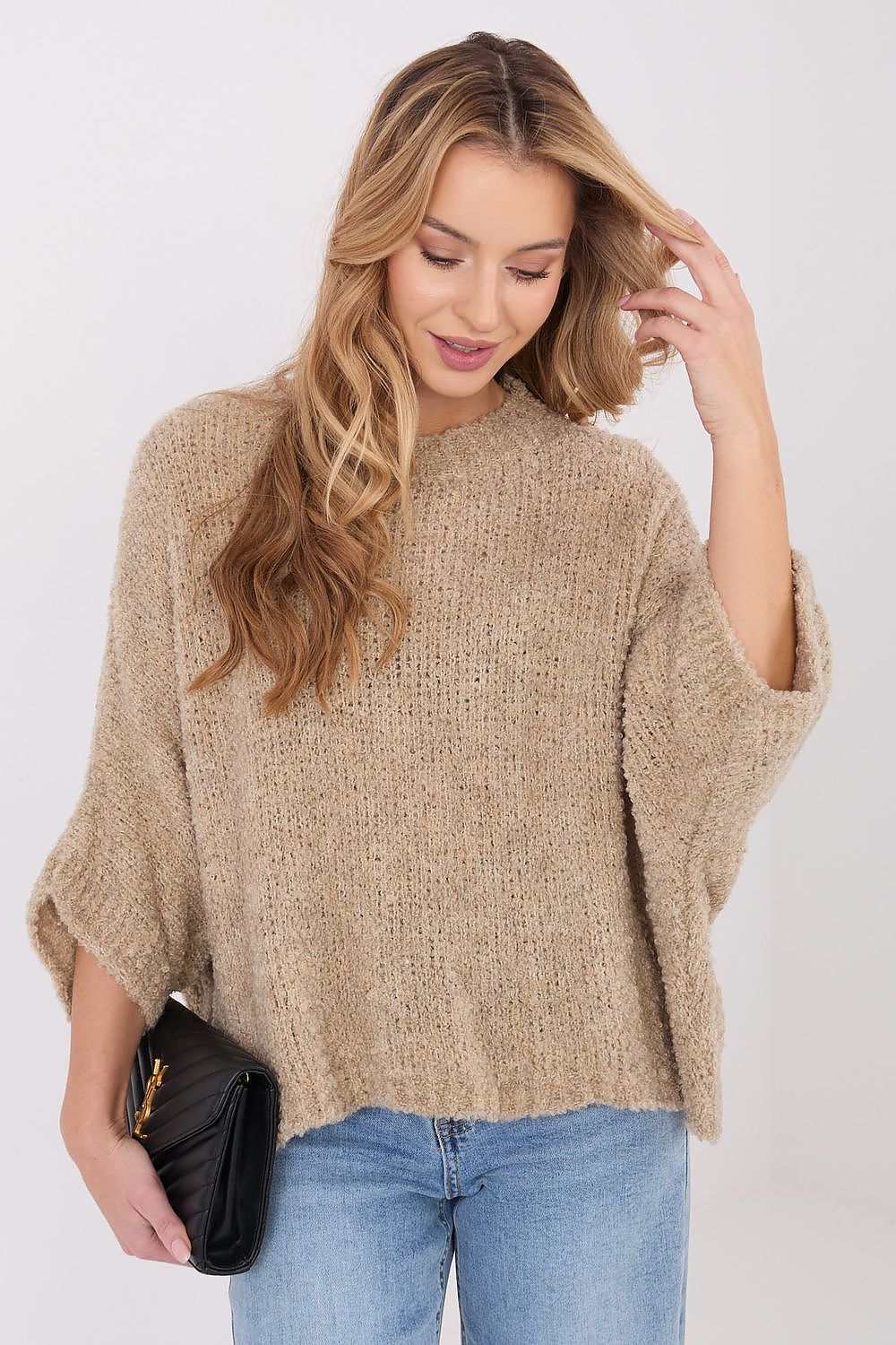 Women Oversized Boucle Sweater Cozy Knit-Women's Sweater-LeStyleParfait