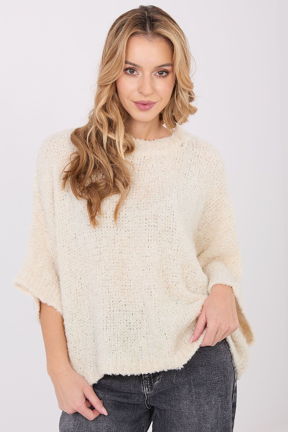 Women Oversized Boucle Sweater Cozy Knit-Women's Sweater-LeStyleParfait