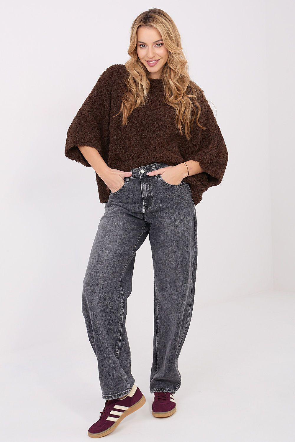 Women Oversized Boucle Sweater Cozy Knit-Women's Sweater-LeStyleParfait