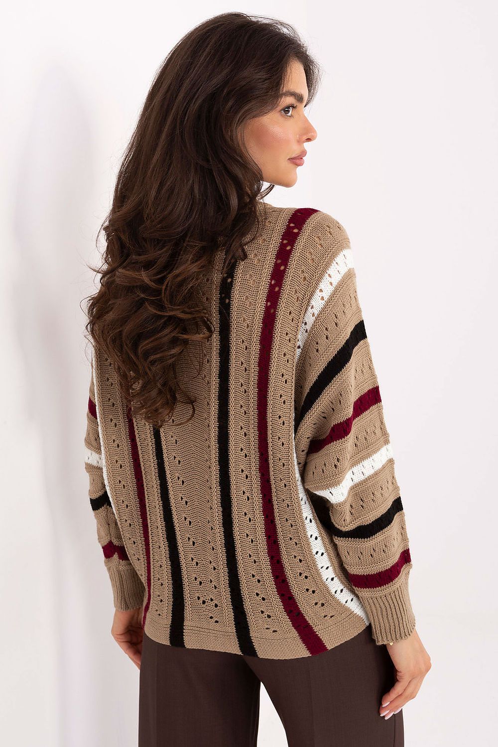 Women Oversized Striped Sweater Cozy Knit-Women's Sweater-LeStyleParfait