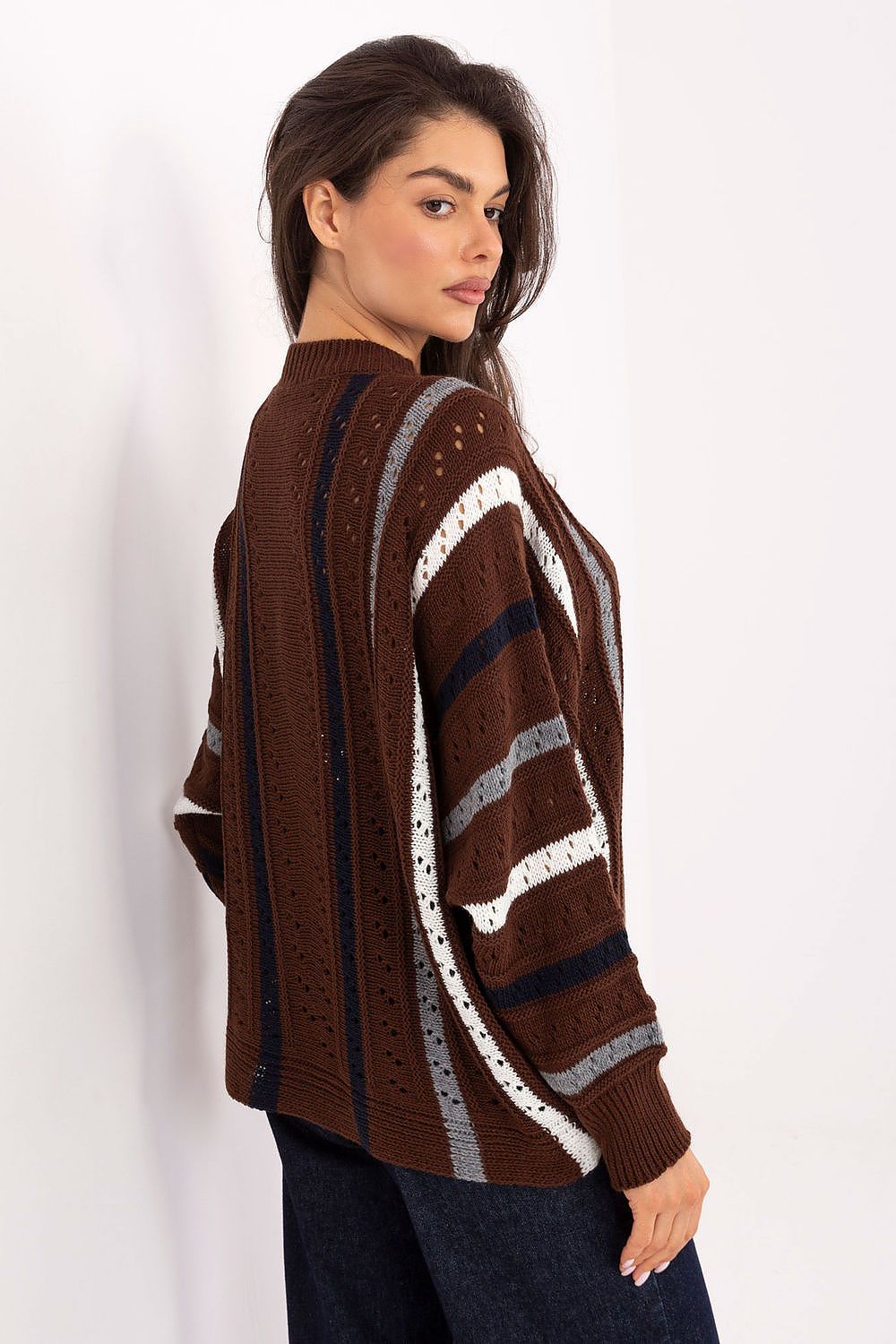 Women Oversized Striped Sweater Cozy Knit-Women's Sweater-LeStyleParfait