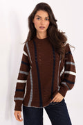 Women Oversized Striped Sweater Cozy Knit-Women's Sweater-LeStyleParfait