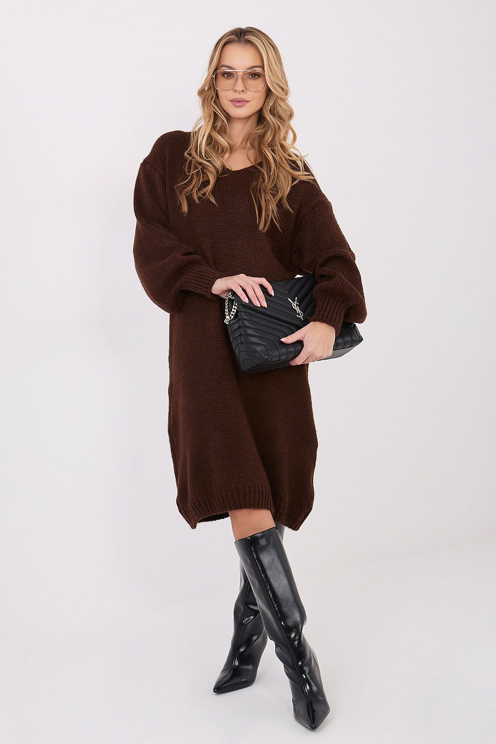Women Oversized Sweater Dress Longline Knit-Women's Sweater-LeStyleParfait