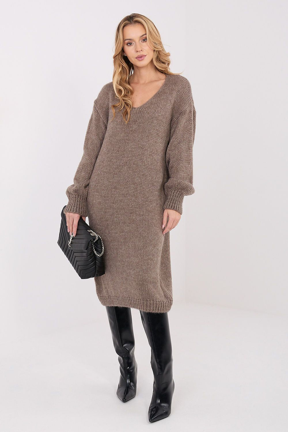 Women Oversized Sweater Dress Longline Knit-Women's Sweater-LeStyleParfait