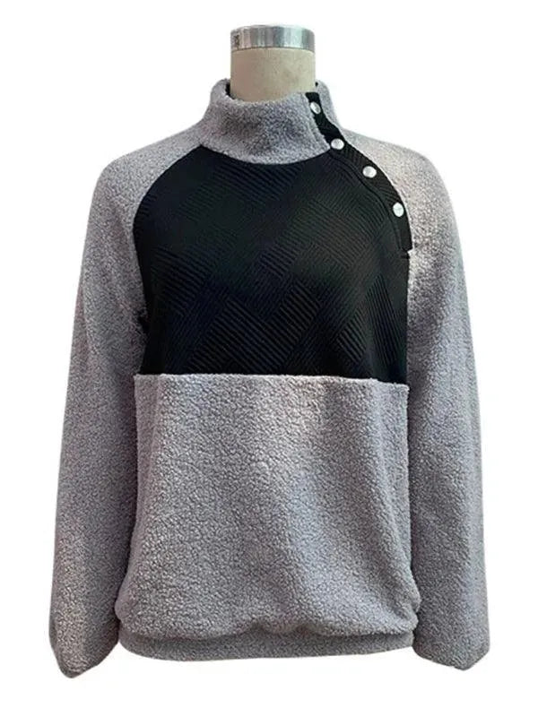 Women Patchwork Turtleneck Sweater Modern-Women's Sweater-LeStyleParfait