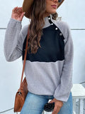 Women Patchwork Turtleneck Sweater Modern-Women's Sweater-LeStyleParfait