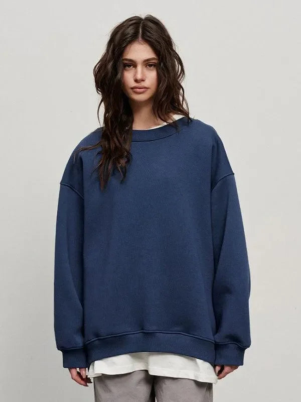 Women Plain-Solid Oversized Sweatshirt Street Style-Women Sweatshirt-LeStyleParfait