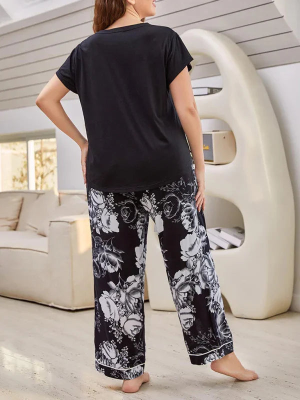Women Plus Size V Neck Sleep Tshirt-Women T-Shirt-LeStyleParfait