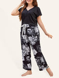 Women Plus Size V Neck Sleep Tshirt-Women T-Shirt-LeStyleParfait