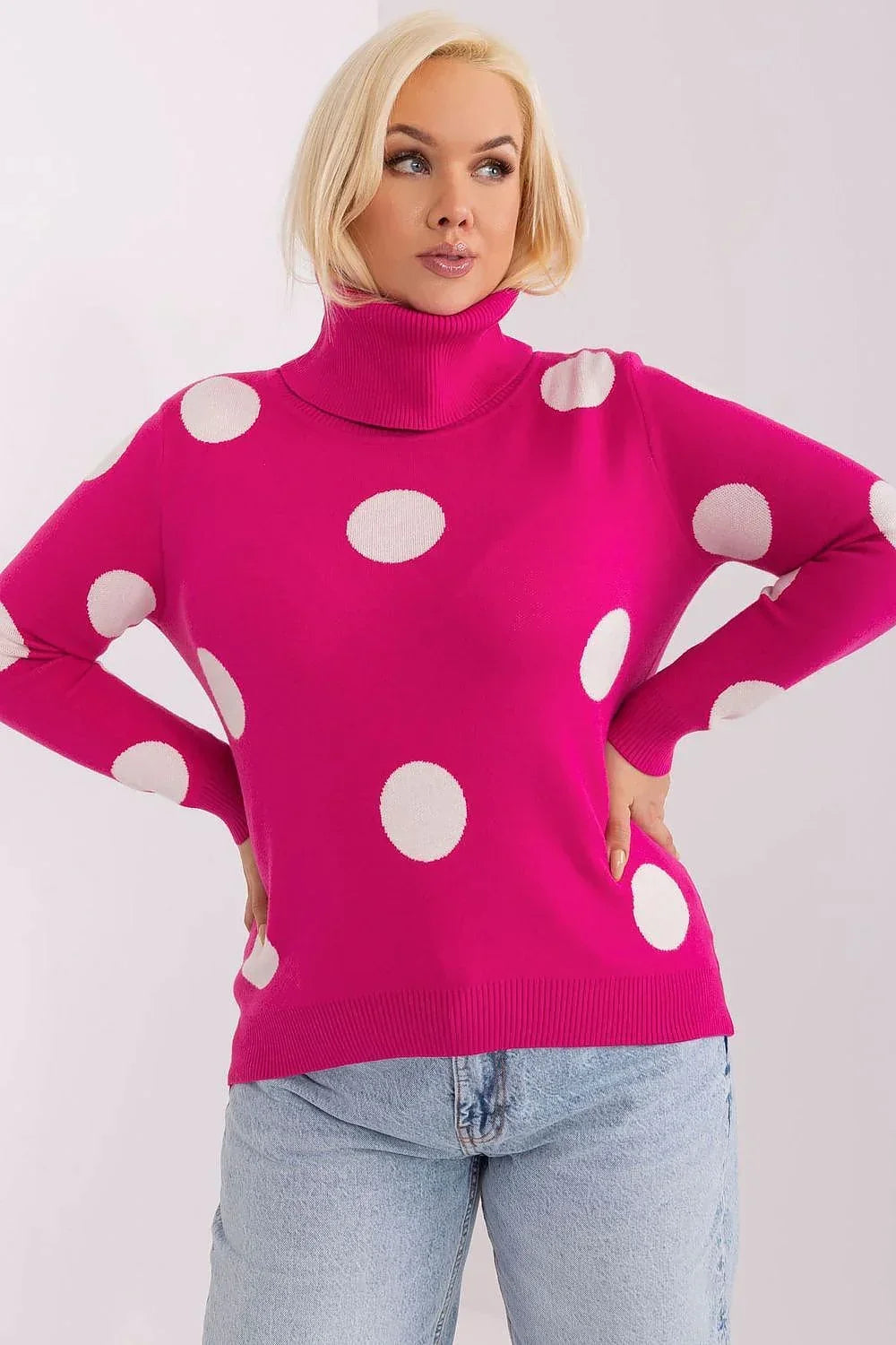 Women Polka Dot Sweater Playful Knit-Women's Sweater-LeStyleParfait