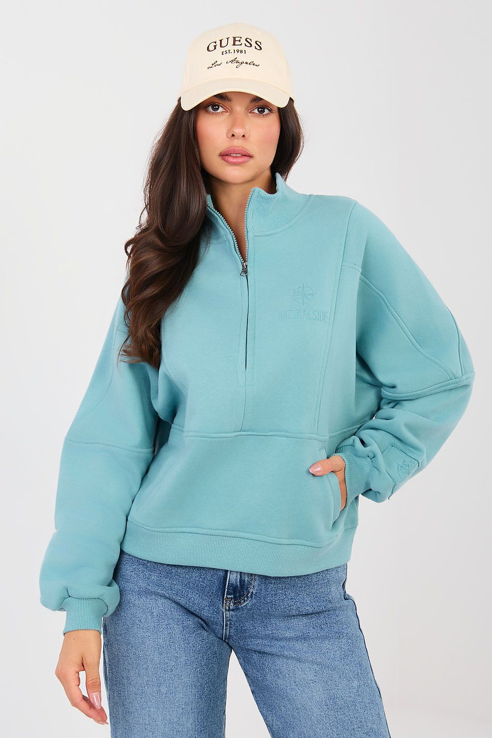 Women Regular Embroidered Quarter-Zip Sweatshirt Premium Style-Women Sweatshirt-LeStyleParfait