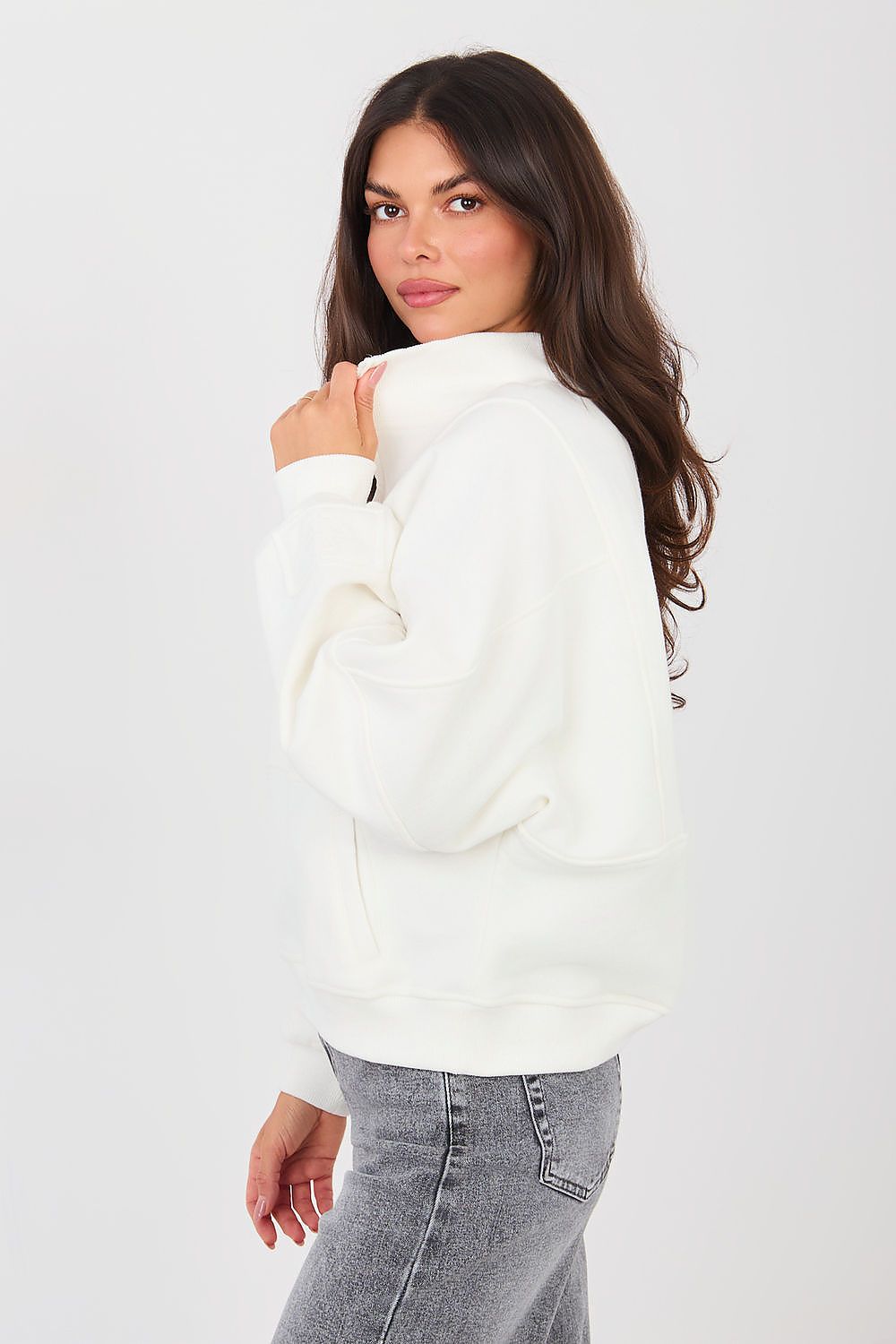 Women Regular Embroidered Quarter-Zip Sweatshirt Premium Style-Women Sweatshirt-LeStyleParfait