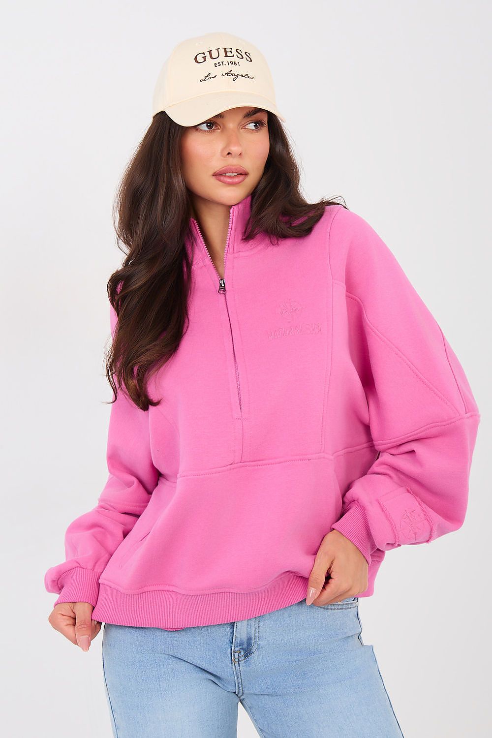 Women Regular Embroidered Quarter-Zip Sweatshirt Premium Style-Women Sweatshirt-LeStyleParfait