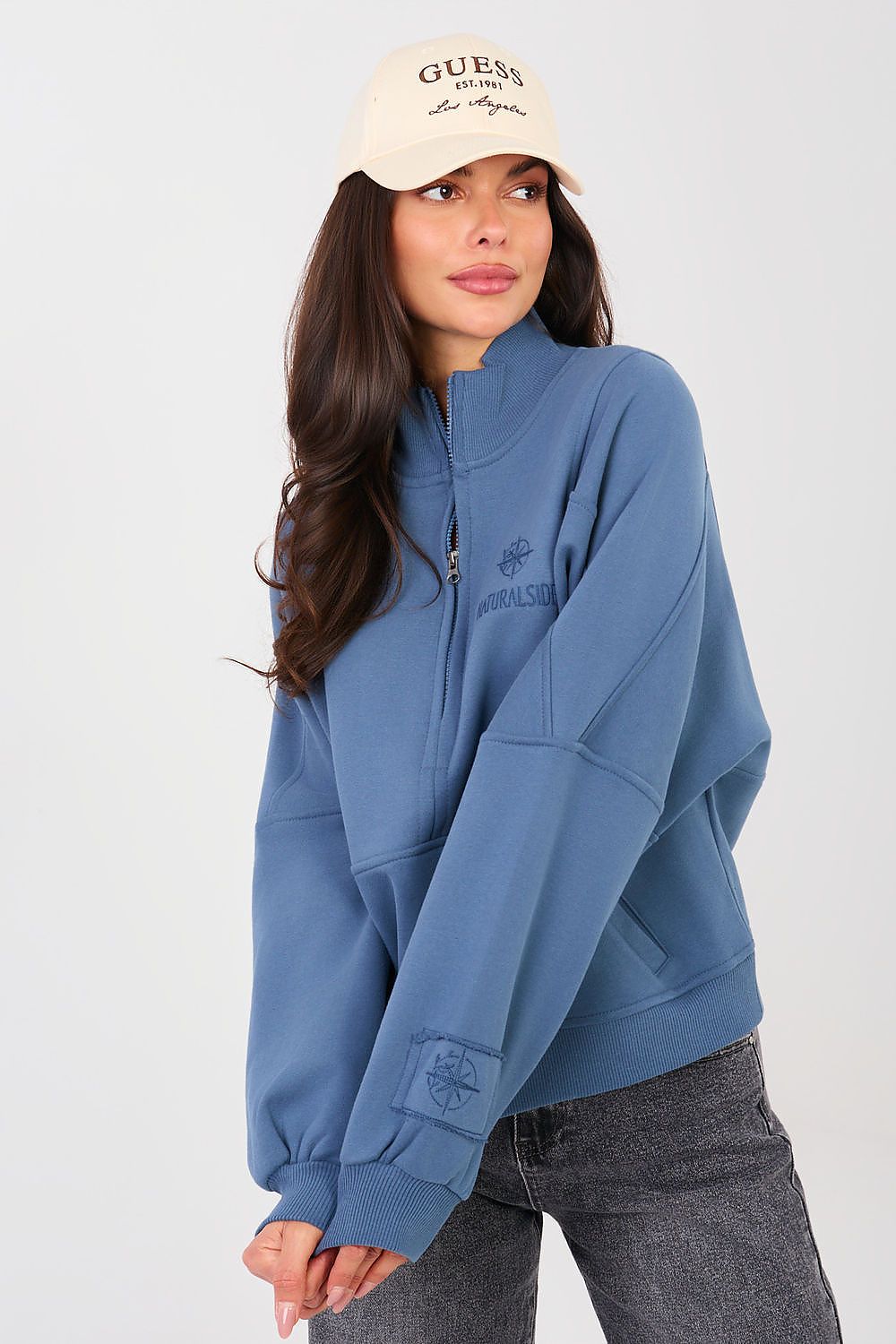 Women Regular Embroidered Quarter-Zip Sweatshirt Premium Style-Women Sweatshirt-LeStyleParfait