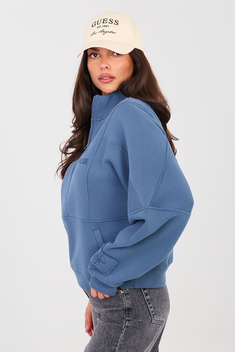 Women Regular Embroidered Quarter-Zip Sweatshirt Premium Style-Women Sweatshirt-LeStyleParfait