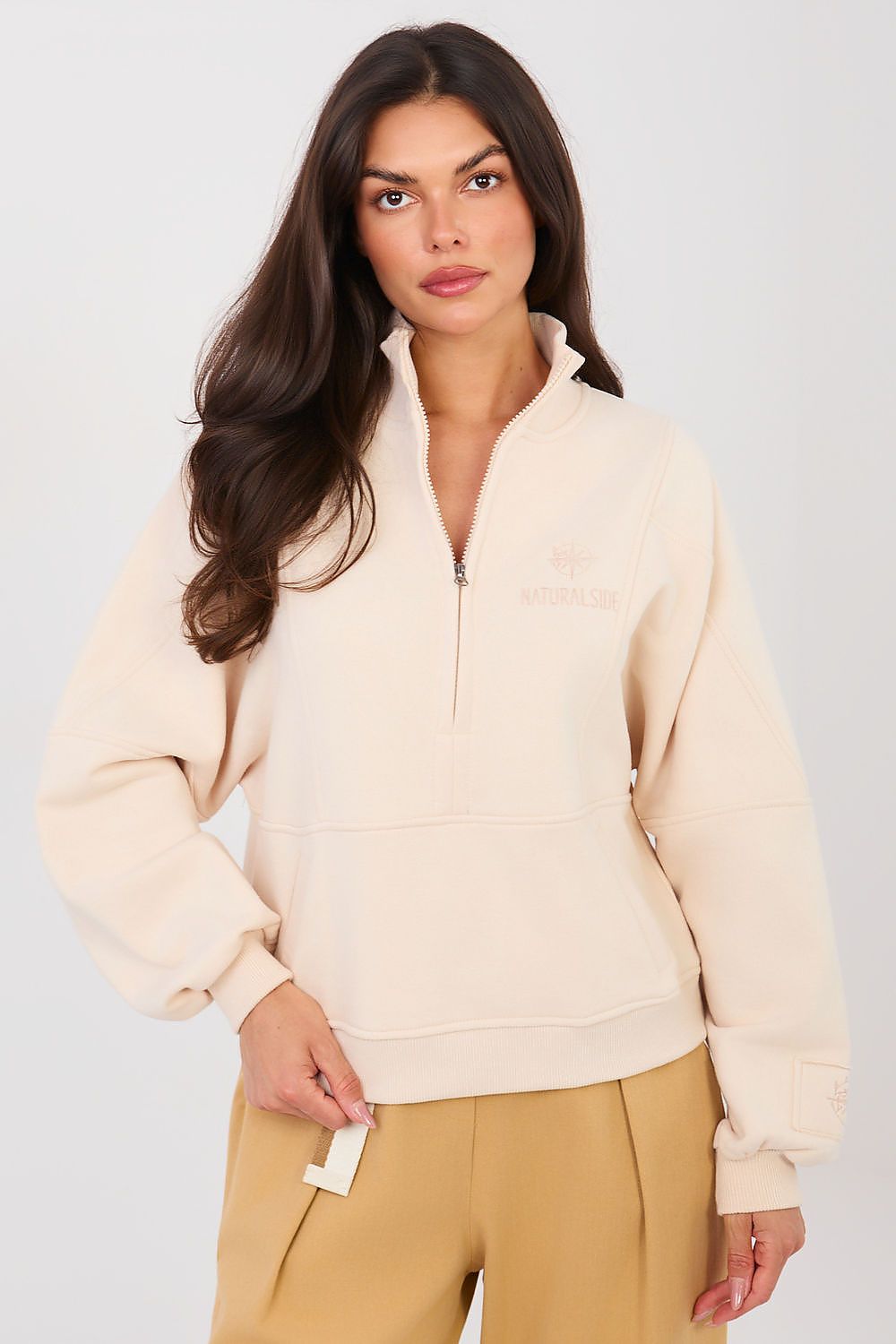 Women Regular Embroidered Quarter-Zip Sweatshirt Premium Style-Women Sweatshirt-LeStyleParfait