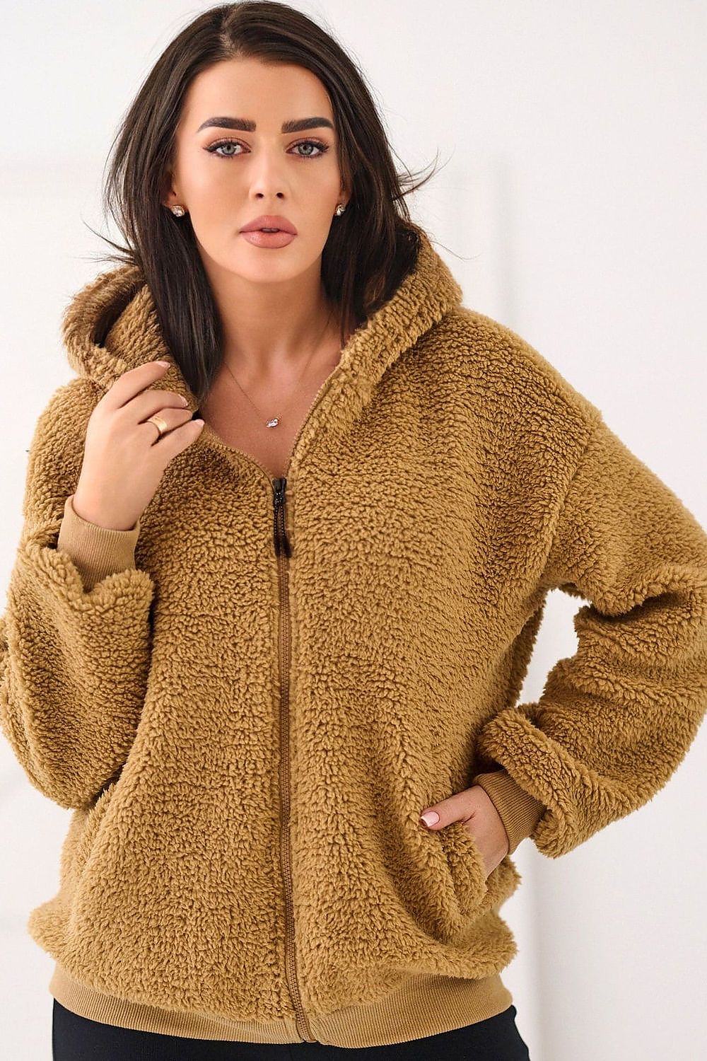 Women Regular Plain-Solid Sherpa Hoodie Cozy Comfort-Women Hoodie-LeStyleParfait