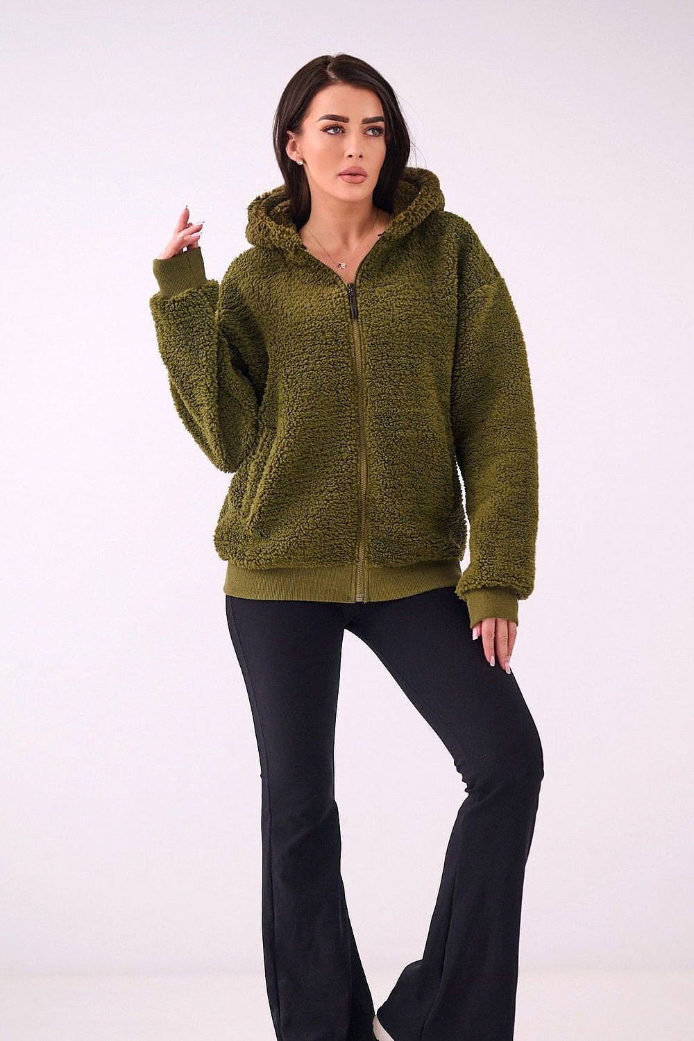 Women Regular Plain-Solid Sherpa Hoodie Cozy Comfort-Women Hoodie-LeStyleParfait