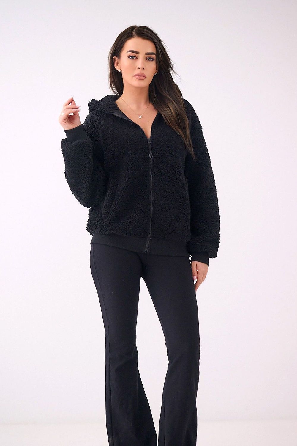 Women Regular Plain-Solid Sherpa Hoodie Cozy Comfort-Women Hoodie-LeStyleParfait