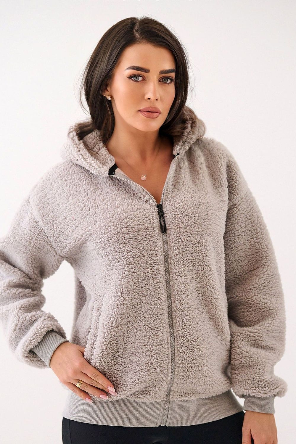 Women Regular Plain-Solid Sherpa Hoodie Cozy Comfort-Women Hoodie-LeStyleParfait