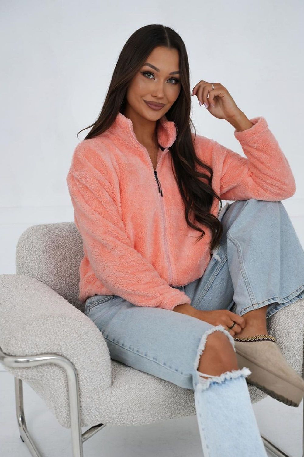 Women Regular Plain-Solid Zip-Up Sweatshirt Essential Fit-Women Sweatshirt-LeStyleParfait