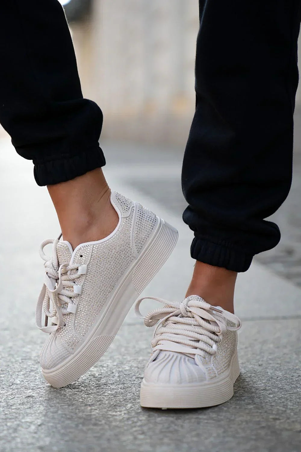 Women Rhinestone Platform Sneakers Casual Fashion Shoes-women sneakers-LeStyleParfait