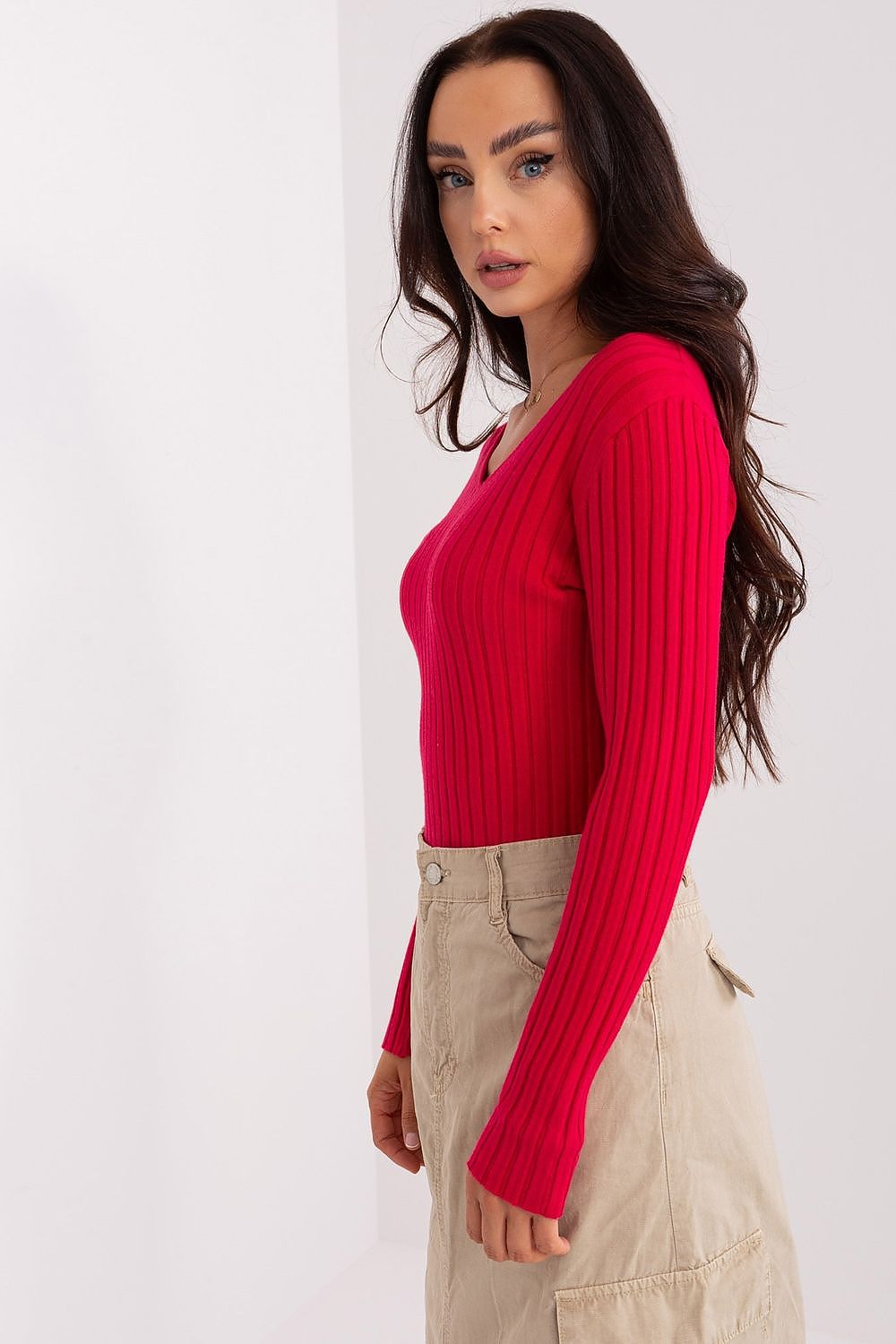 Women Ribbed Knit Sweater Minimalist Style-Women's Sweater-LeStyleParfait