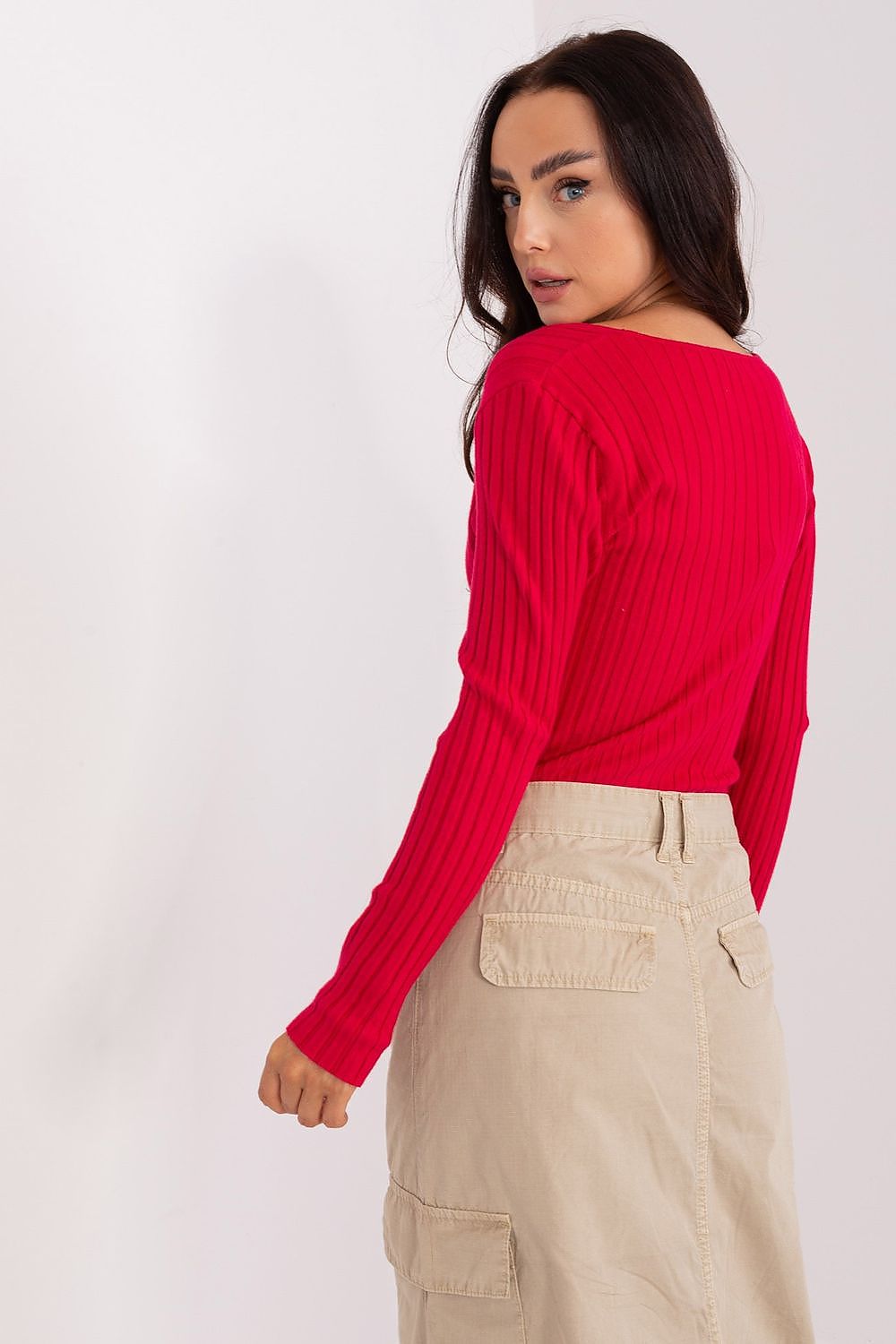 Women Ribbed Knit Sweater Minimalist Style-Women's Sweater-LeStyleParfait