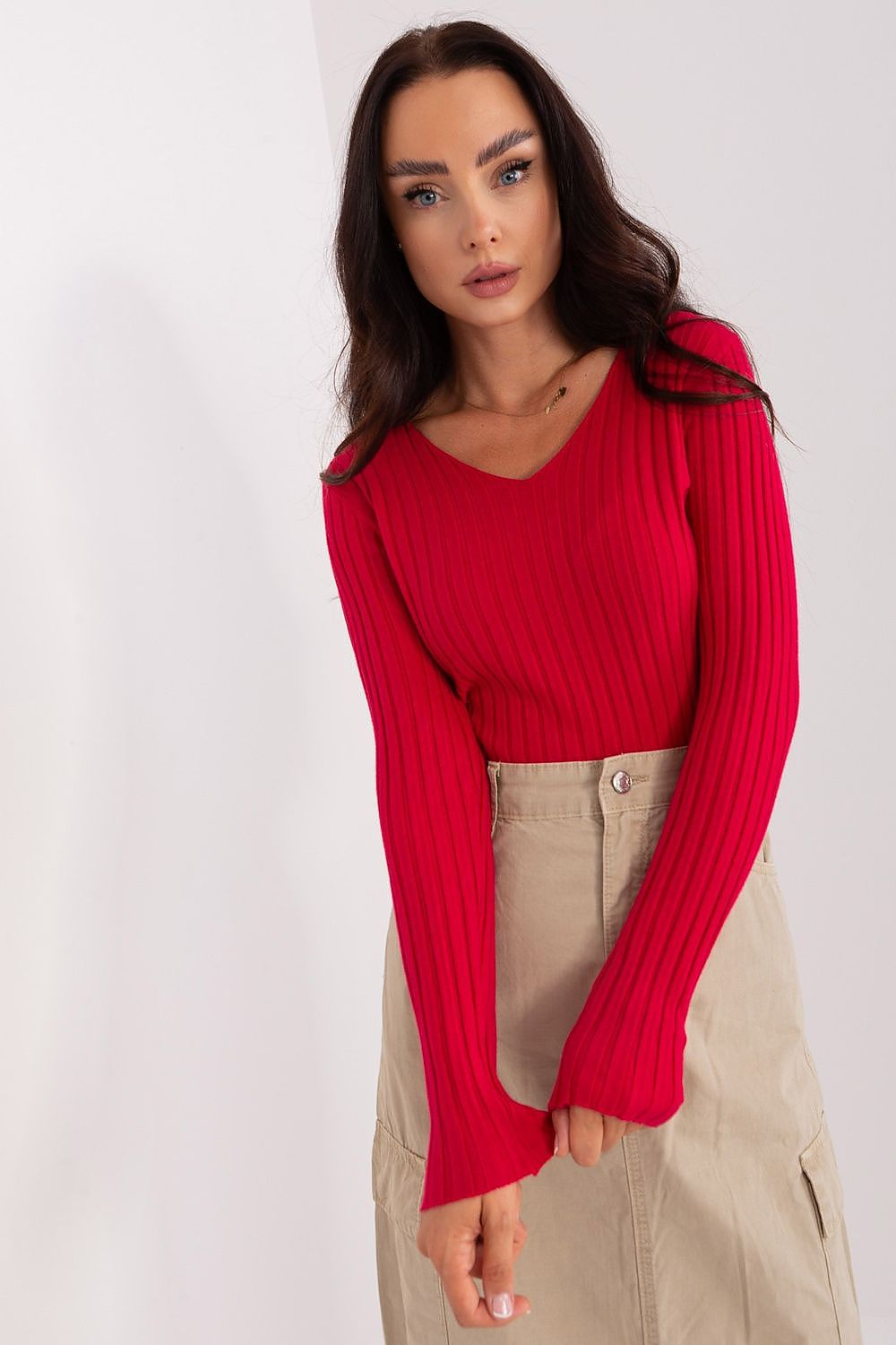 Women Ribbed Knit Sweater Minimalist Style-Women's Sweater-LeStyleParfait