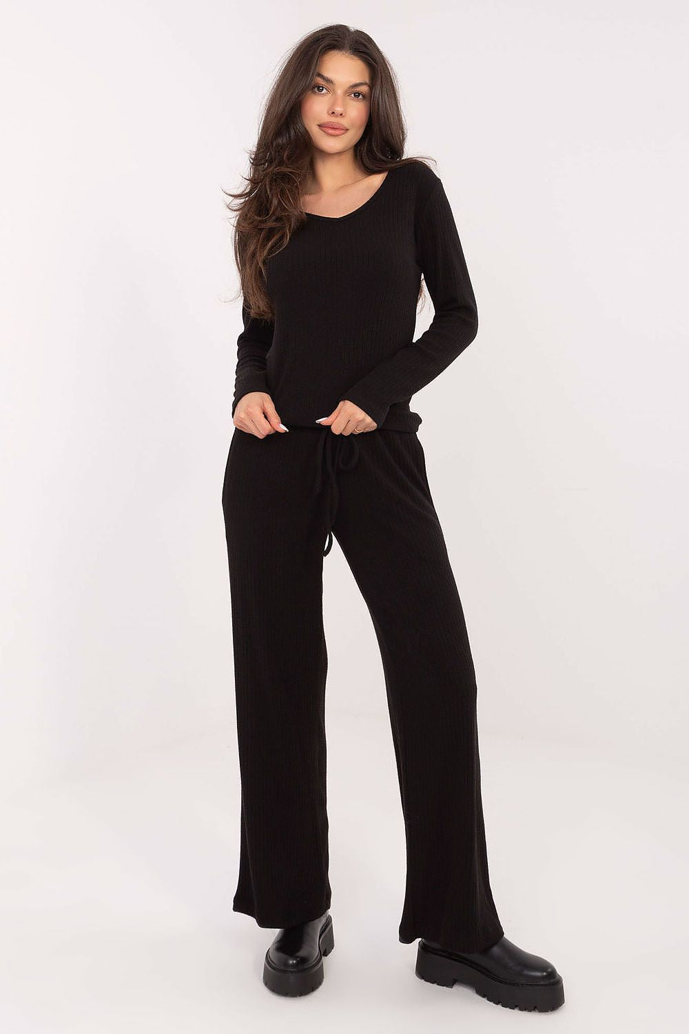 Women Ribbed V Neck Sweater Modern-Women's Sweater-LeStyleParfait