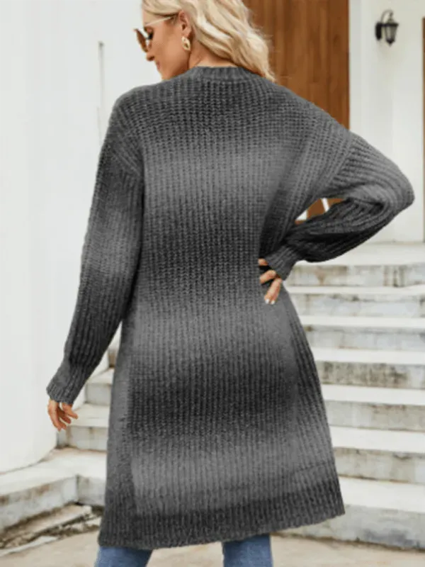 Women’s Gradient Knit Cardigan Sweater – V-Neck Button