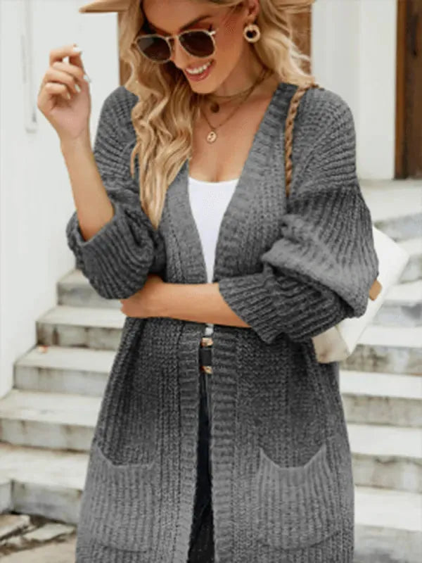 Women’s Gradient Knit Cardigan Sweater – V-Neck Button