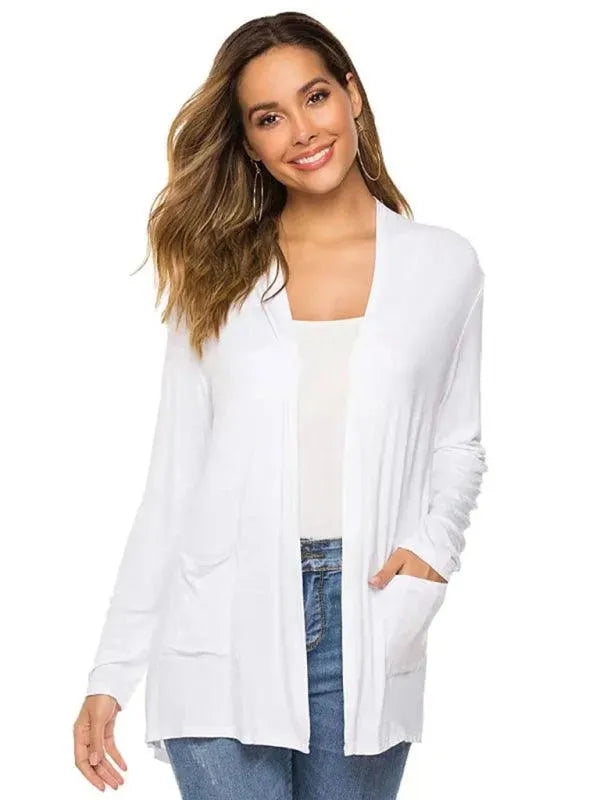 Women’s Lightweight Longline Cardigan Sweater – V-Neck