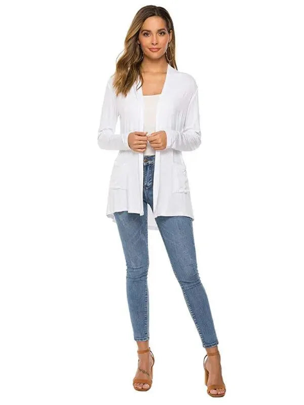 Women’s Lightweight Longline Cardigan Sweater – V-Neck