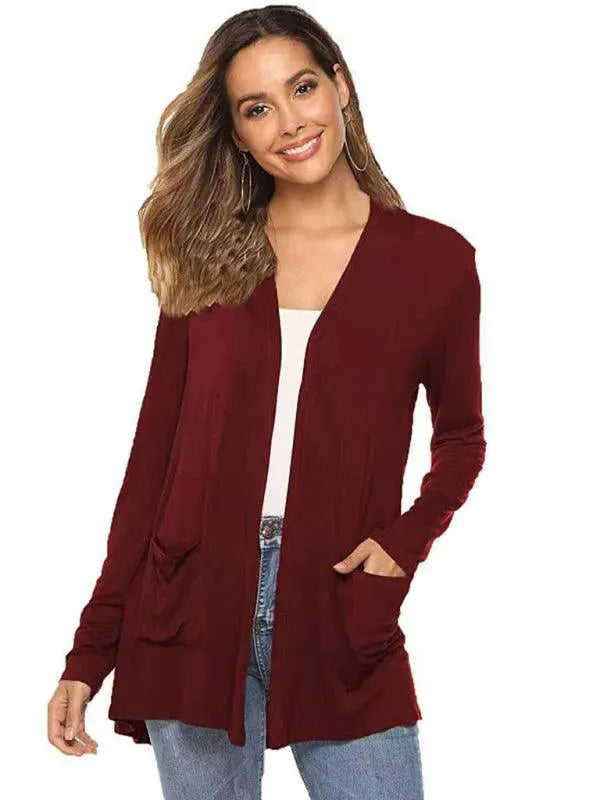 Women’s Lightweight Longline Cardigan Sweater – V-Neck
