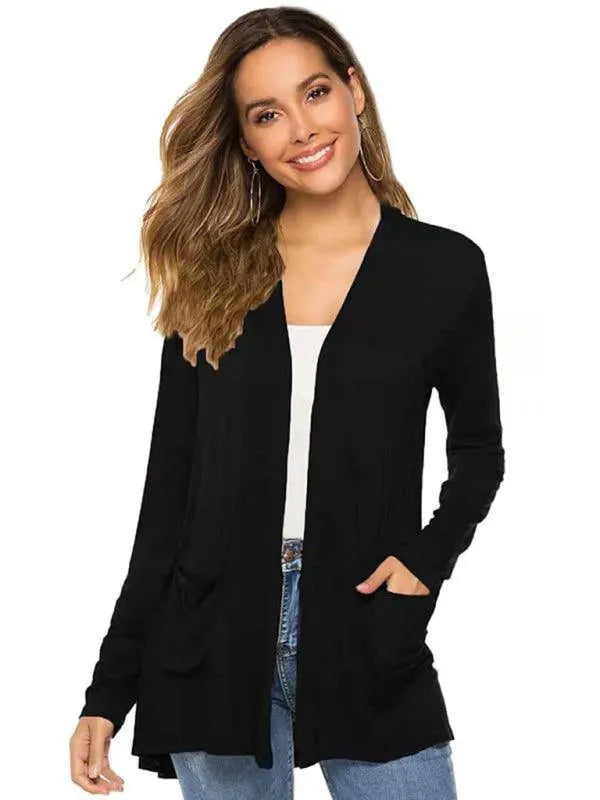 Women’s Lightweight Longline Cardigan Sweater – V-Neck