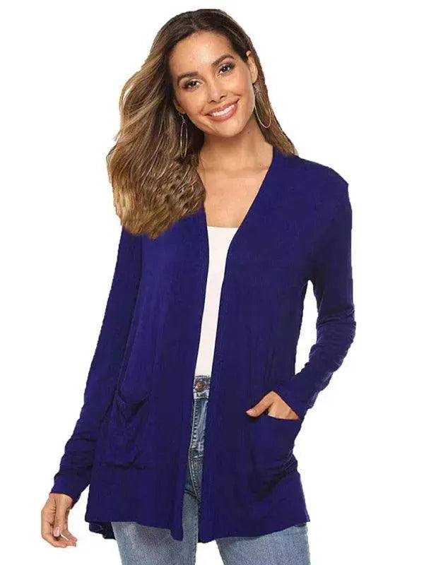 Women’s Lightweight Longline Cardigan Sweater – V-Neck