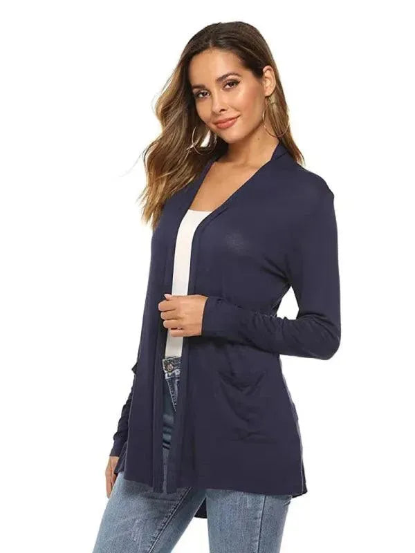 Women’s Lightweight Longline Cardigan Sweater – V-Neck