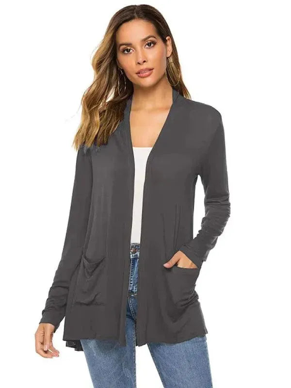 Women’s Lightweight Longline Cardigan Sweater – V-Neck
