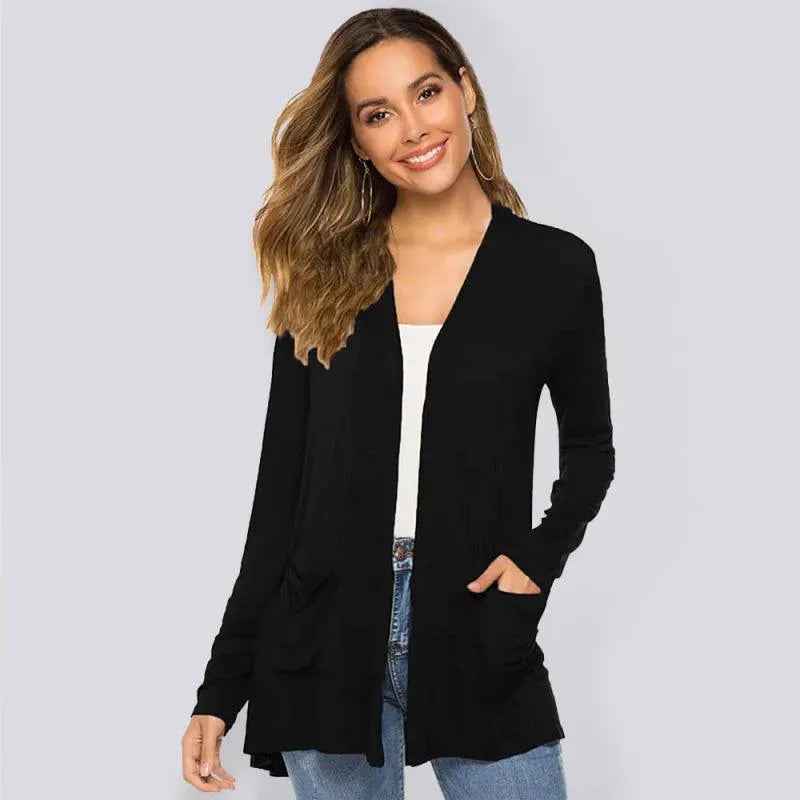 Women’s Lightweight Longline Cardigan Sweater – V-Neck