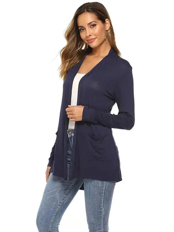 Women’s Lightweight Longline Cardigan Sweater – V-Neck