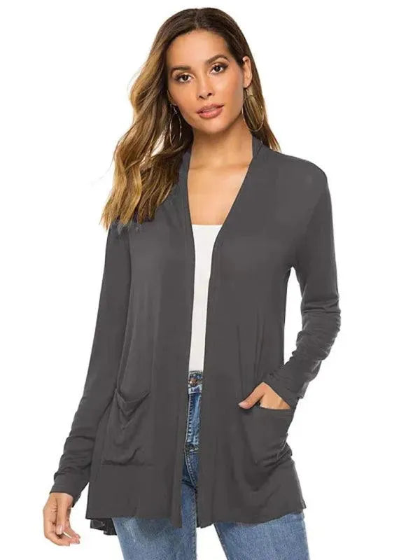 Women’s Lightweight Longline Cardigan Sweater – V-Neck