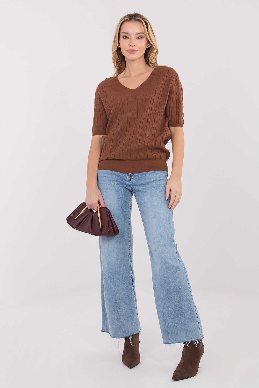 Women Short Sleeve Sweater Casual Knit-Women's Sweater-LeStyleParfait