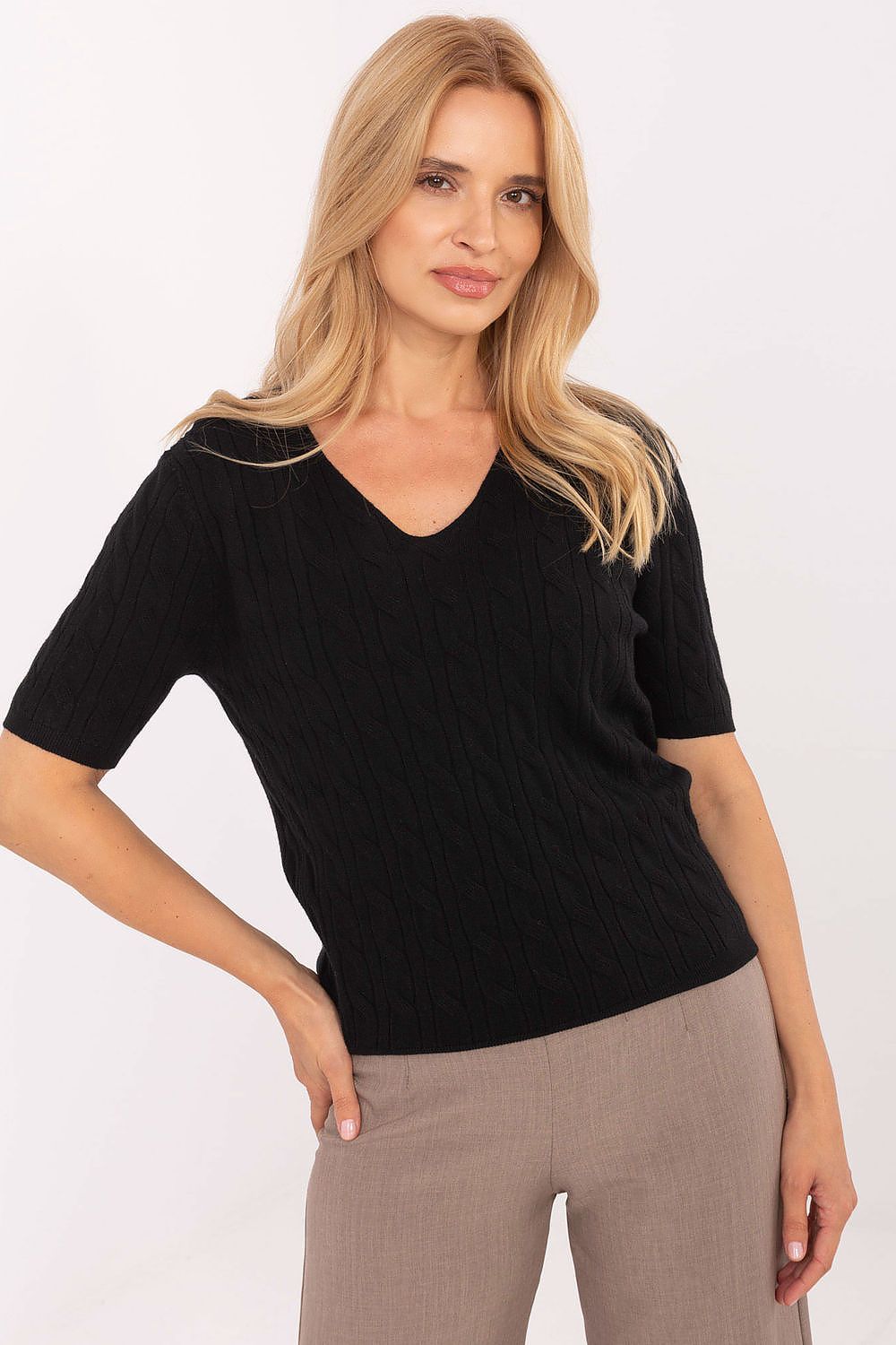 Women Short Sleeve Sweater Casual Knit-Women's Sweater-LeStyleParfait